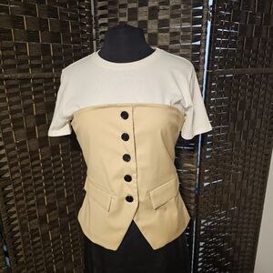 Stylish Beige and White Women's Top